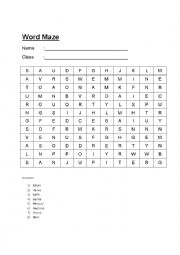 English Worksheet: Planet Word Maze