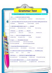 English Worksheet: Grammar test with key