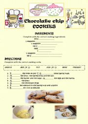 English Worksheet: CHOCOLATE CHIPS COOKIES (KEY)