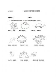 English Worksheet: LEARNING COLORS