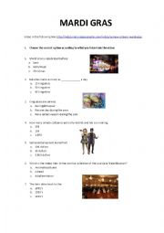 English Worksheet: MARDI GRAS VIDEO