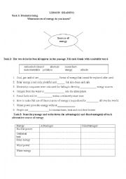 English Worksheet: reading: energy