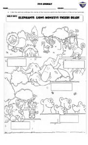 English Worksheet: zoo animals