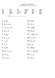 English Worksheet: Spelling words