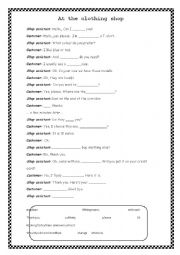 English Worksheet: At the clothing shop