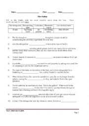 English Worksheet: Fire Safety