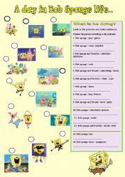 English Worksheet: A life in Bob Sponge - Present progressive