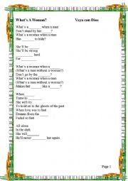 Whats a woman    song sheet, gap fill and lesson plan