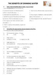 English Worksheet: The benefits of drinking water