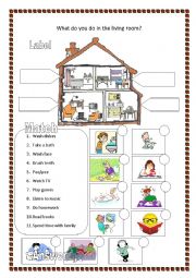 English Worksheet: What do you do in the living room?