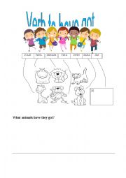 English Worksheet: Verb to have got and animals