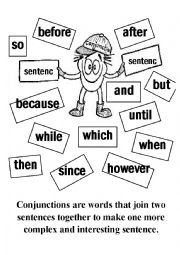 English Worksheet: Conjunction Examples