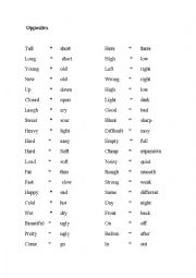 English Worksheet: antonyms