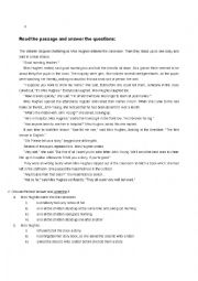 English Worksheet: Comprehension Passage New