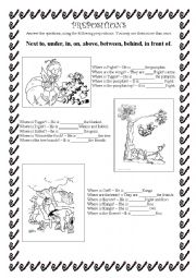 English Worksheet: Winnie the Pooh and prepositions