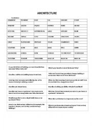 English Worksheet: ARCHITECTURE - vocabulary, speaking, reading and speaking again