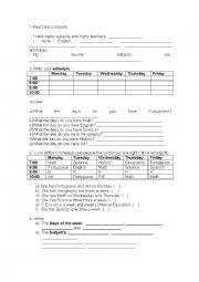 English Worksheet: Schedule