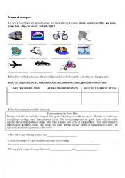 English Worksheet: Means of transport