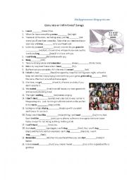 English Worksheet: Gerunds or infinitives? Songs