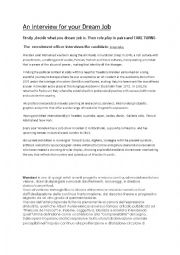 English Worksheet: interview for your dream job