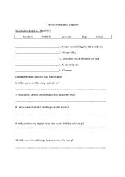 English Worksheet: island of blue dolphin