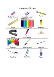English Worksheet: In your pencil case