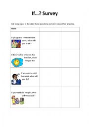 English Worksheet: First Conditional Survey