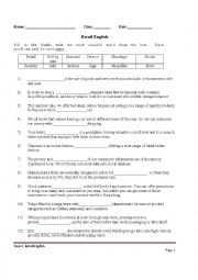 English Worksheet: Retail English Fill in the Blanks