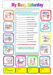 English Worksheet: My Very Busy Saturday--Simple Past and Daily routine
