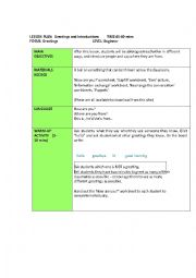 Greetings and Farewalls Lesson Plan