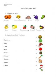 English Worksheet: Healthy food vs Junk food