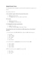 English Worksheet: short explanation about present simple rules third person 