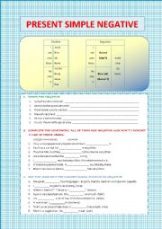 English Worksheet: Present simple negative