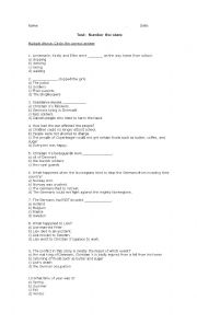 English Worksheet: NUMBER THE STARS MULTIPLE CHOICE QUESTIONS