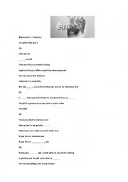 English Worksheet: Bruno Mars Treasure lyrics