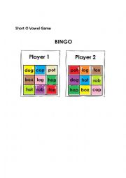 English Worksheet: Short O Vowel Bingo