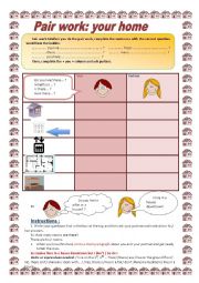 English Worksheet: Home pairwork