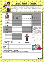 English Worksheet: LOGIC GAME (59TH) - WORK * WITH KEY