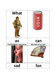 English Worksheet: Wonders Grade 1 Unit 1 Lesson 1 Phonics Short a Words/Pictures