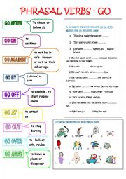 English Worksheet: phrasal verbs - go