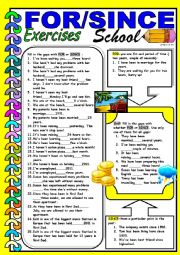 English Worksheet: FOR/SINCE