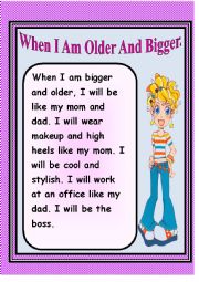 English Worksheet: When I am Older And Bigger