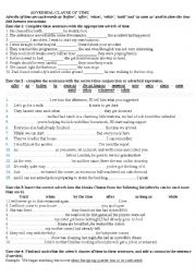 English Worksheet: adverbial clause of time