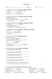 English Worksheet: Pronouns