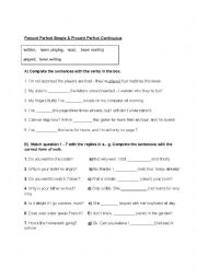 English Worksheet: Present Perfect Simple & Continous