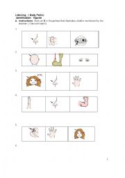 English Worksheet: Body parts, shapes and numbers