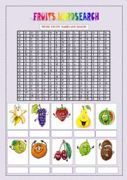 English Worksheet: WORD SEARCH FRUIT