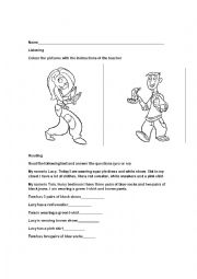 English Worksheet: colour worsheet