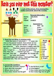 English Worksheet: Have you ever met this monster?