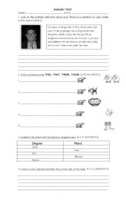 English Worksheet: plural and singular nouns